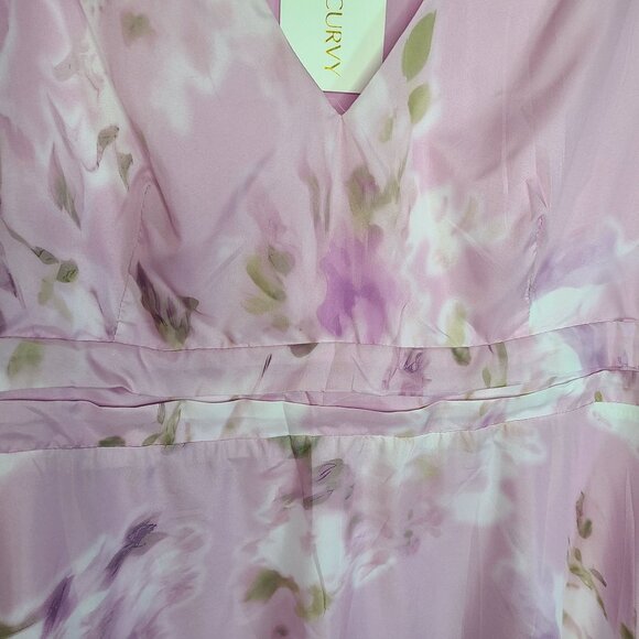 Sleeveless Maxi Dress Floral Print Lavender V-Neckline Empire Waist Size 2XL - Picture 5 of 14